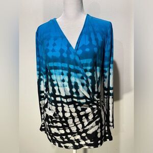 Calvin Klein wrap shirt Y2K aqua blue business casual office summer Women’s M